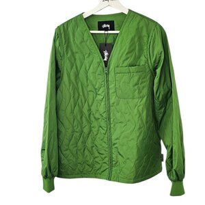 Stussy Womens Stall Zipoff Quilted Liner Jacket, Convertible Vest, Lime, Sz L